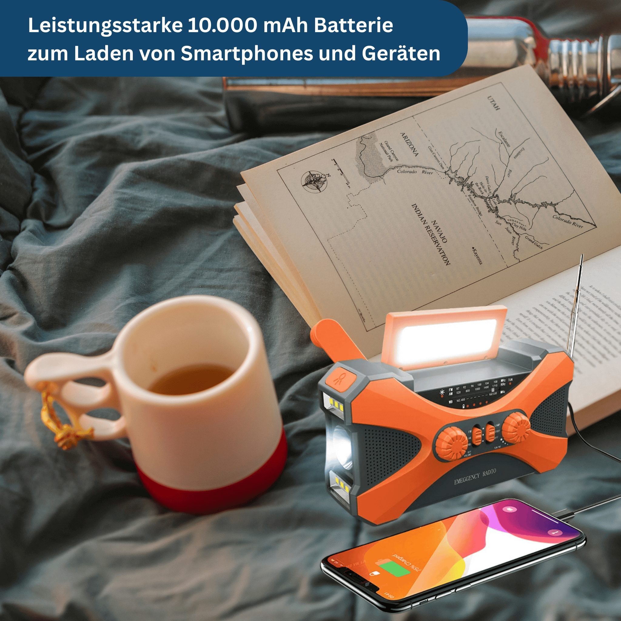 Power Notfallradio 10.000mAh – Solar, Kurbel, LED & SOS