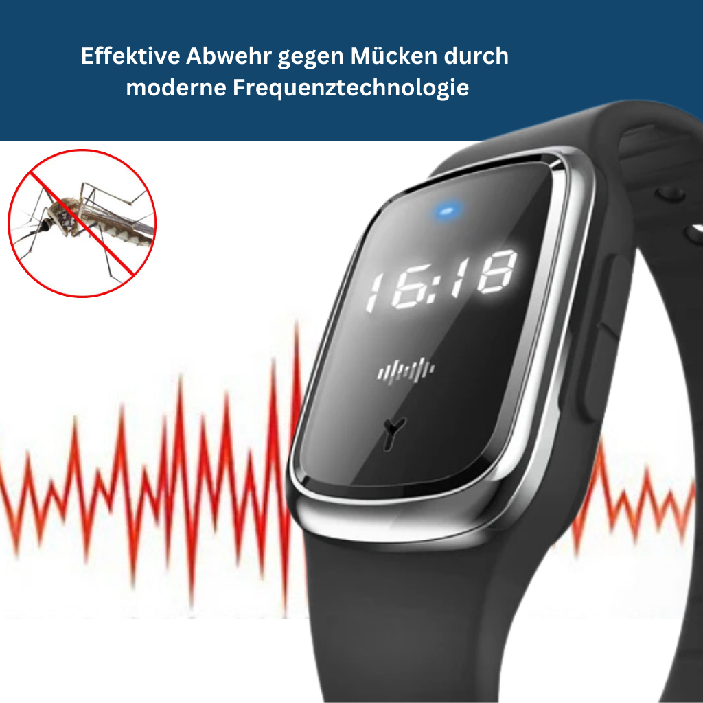 MückenSafe Ultraschall-Armband mit LED-Anzeige