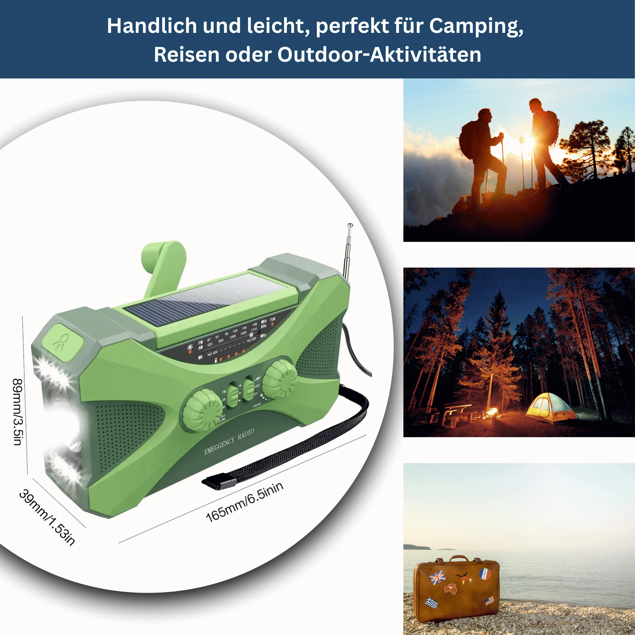 Power Notfallradio 10.000mAh – Solar, Kurbel, LED & SOS