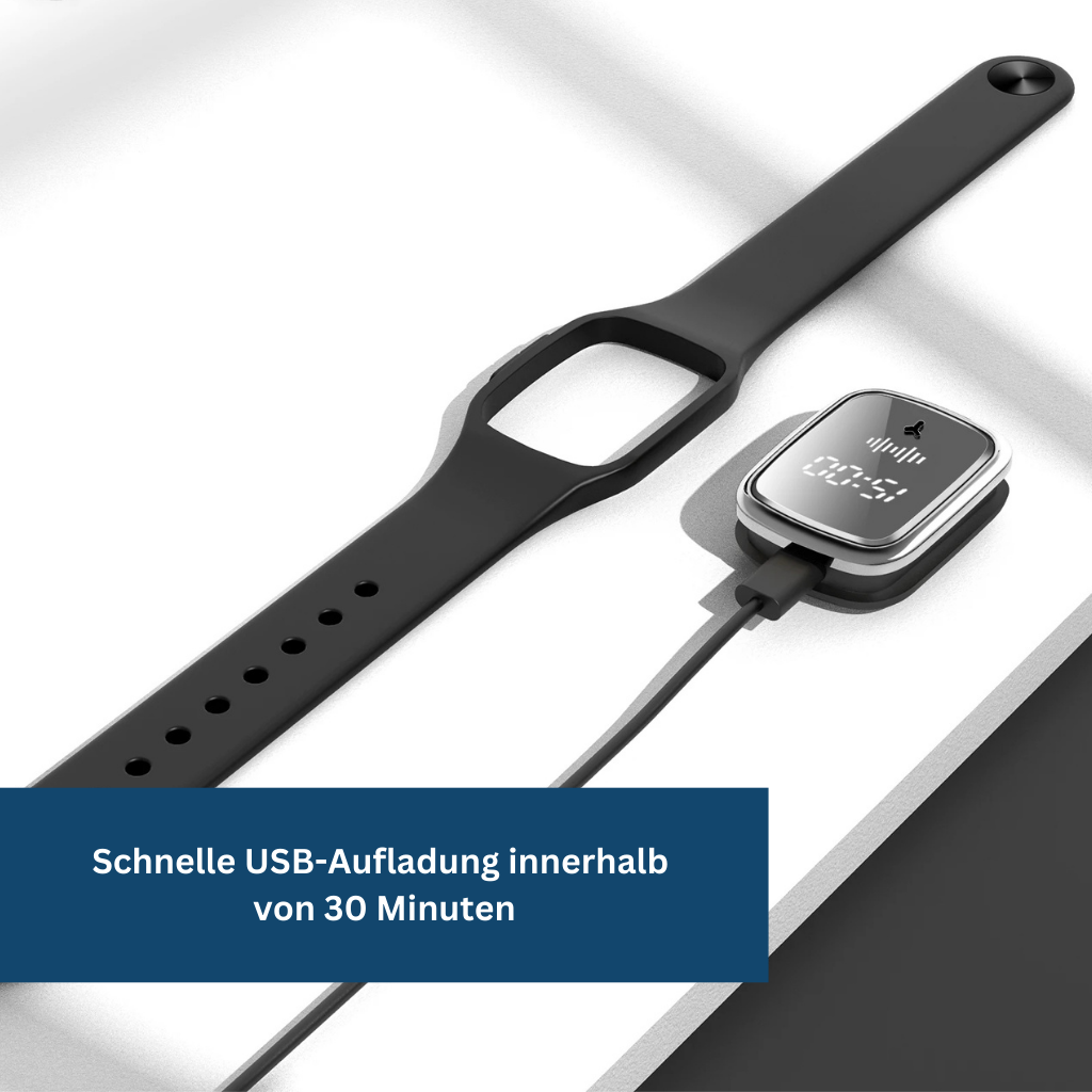MückenSafe Ultraschall-Armband mit LED-Anzeige