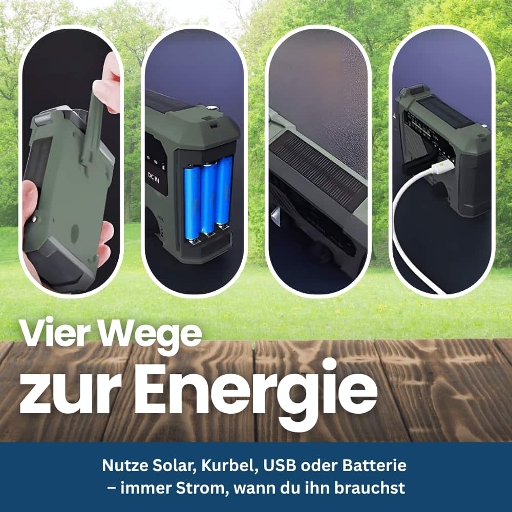 PowerGuard Pro – Notfallradio mit Solar- & Kurbelenergie