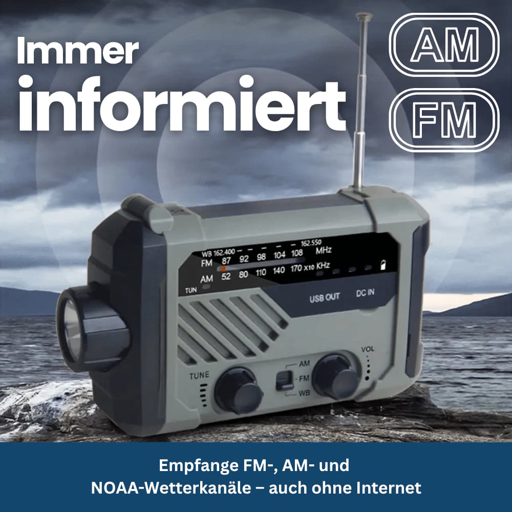 PowerGuard Pro – Notfallradio mit Solar- & Kurbelenergie