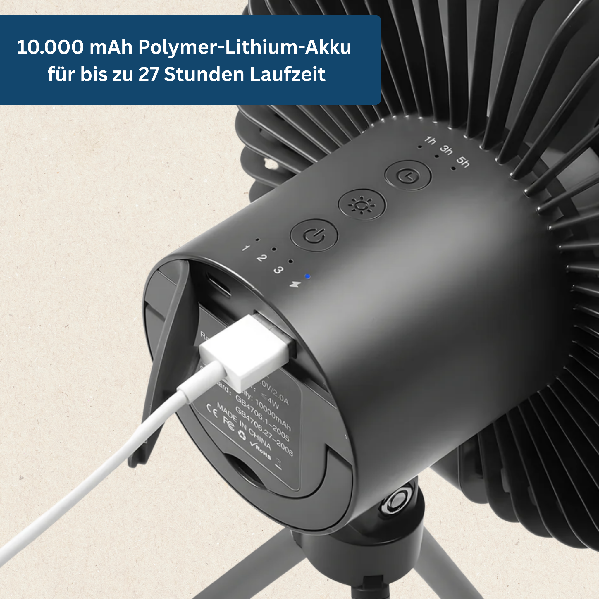 AirBreeze Camping-Ventilator mit LED-Licht