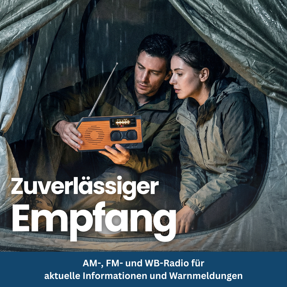 4-in-1 Notfallradio mit Solar, Kurbel & Powerbank – für Blackout & Outdoor
