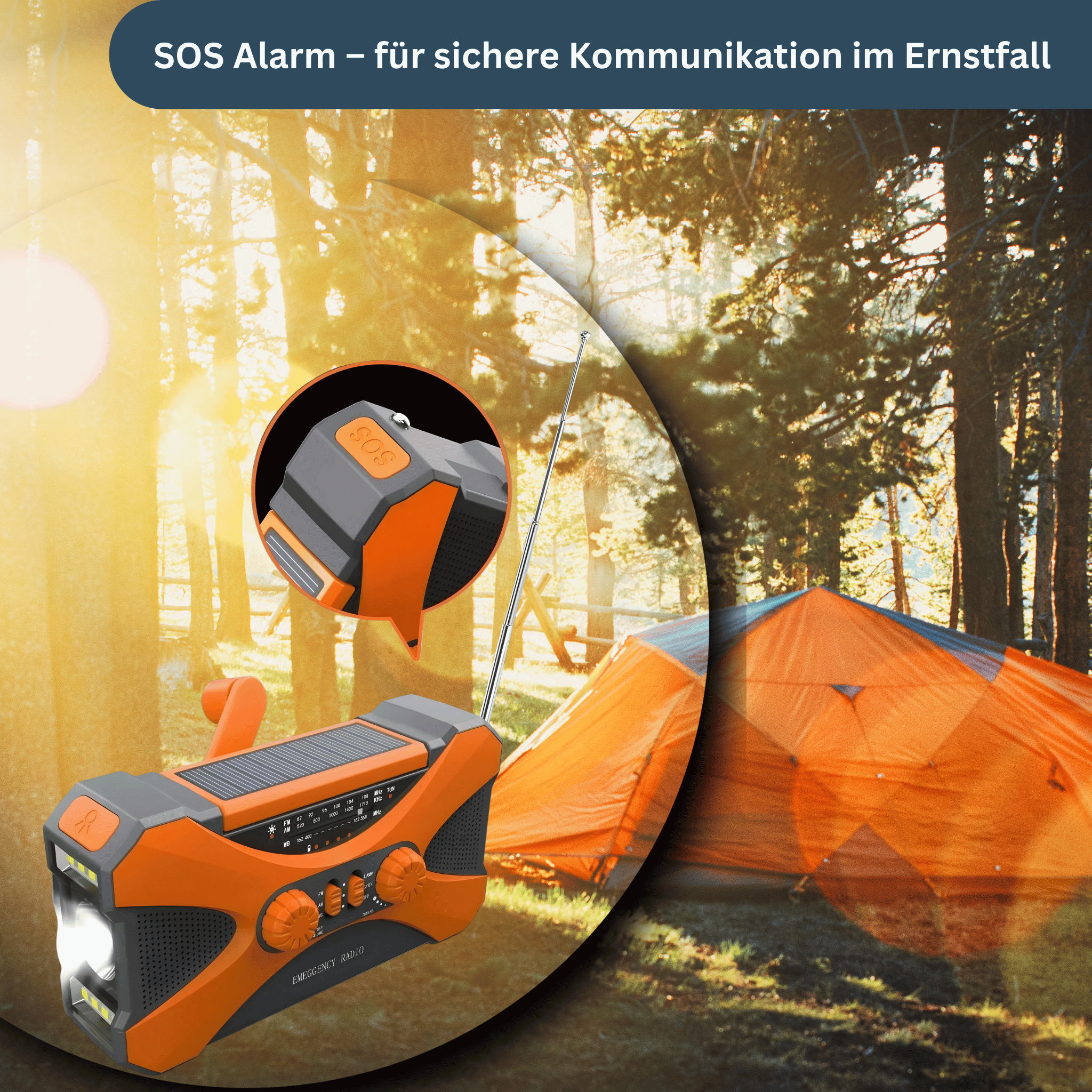 Power Notfallradio 10.000mAh – Solar, Kurbel, LED & SOS