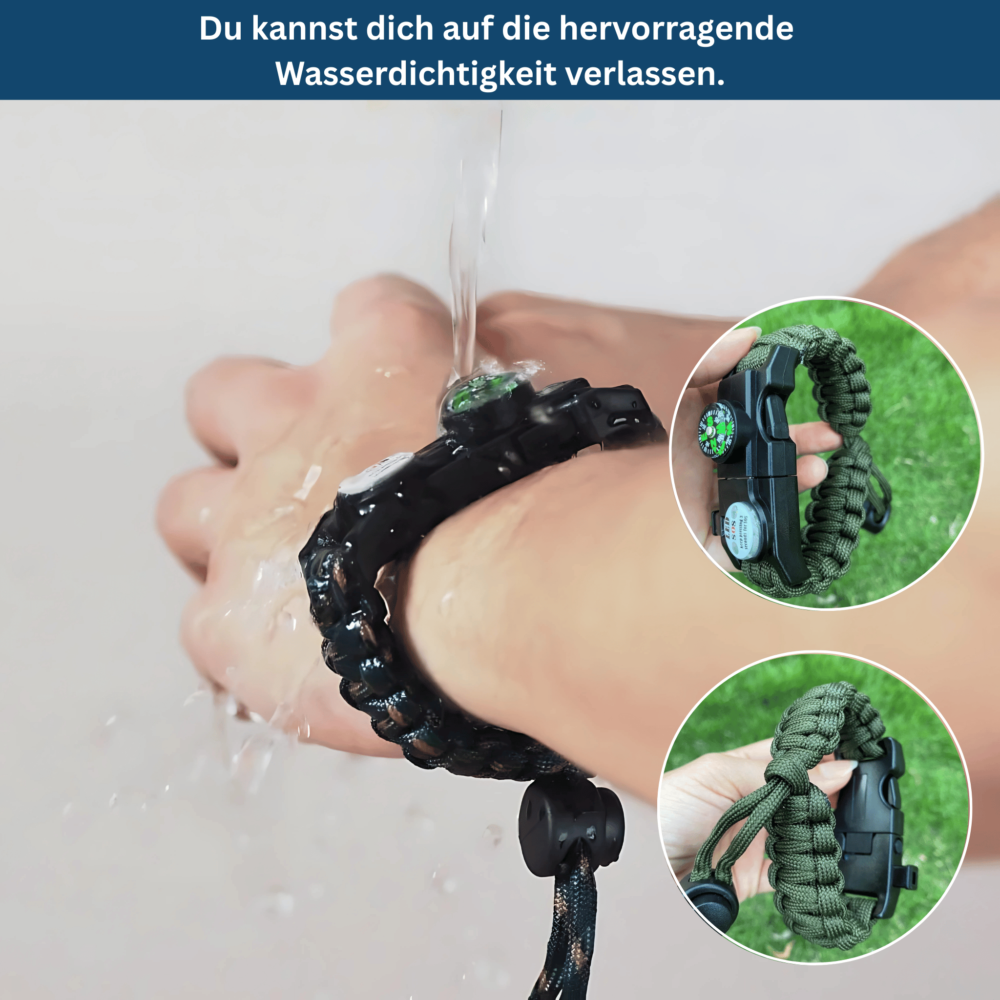 Survival Paracord Armband – Mit LED & Kompass