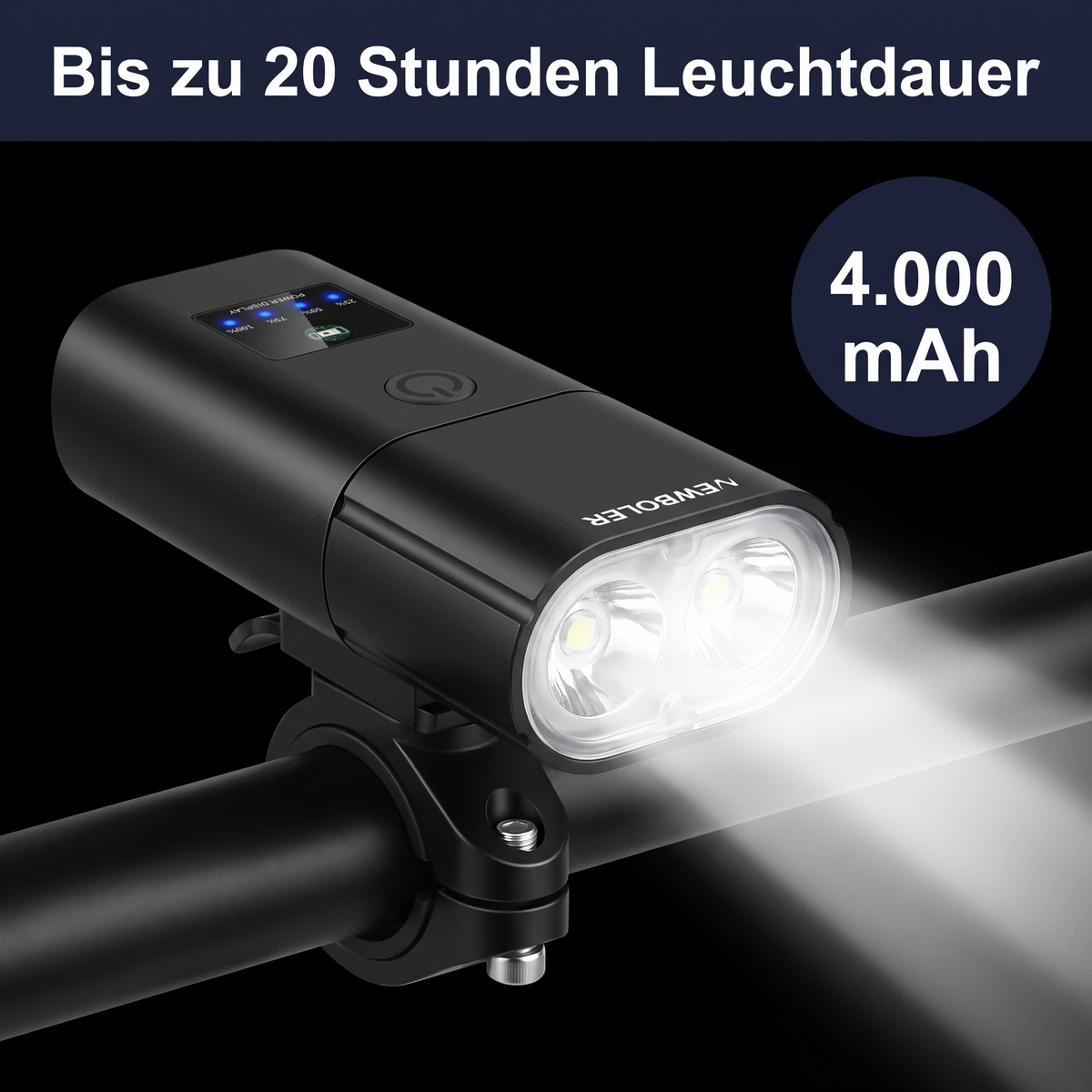 [de] Lumo-Frontlicht – bis zu 20 Stunden Leuchtdauer, 4.000 mAh
