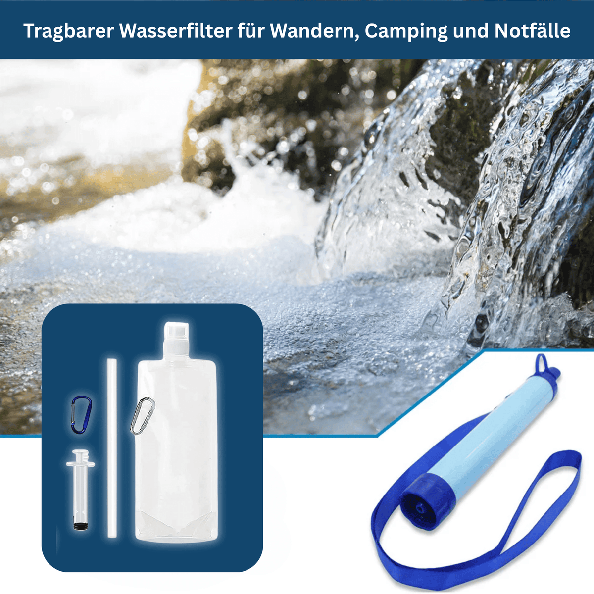 PureStream Set – Kompakter Survival-Wasserfilter
