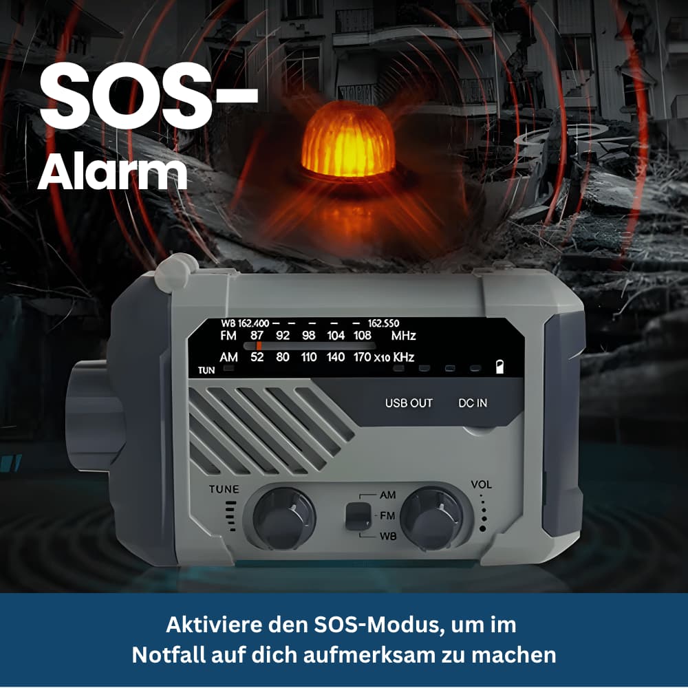 PowerGuard Pro – Notfallradio mit Solar- & Kurbelenergie