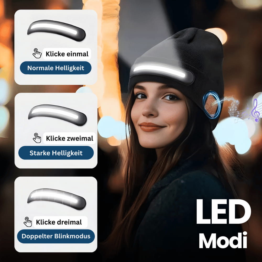 BeamTune – Stirnlampenmütze mit Bluetooth-Musikfunktion