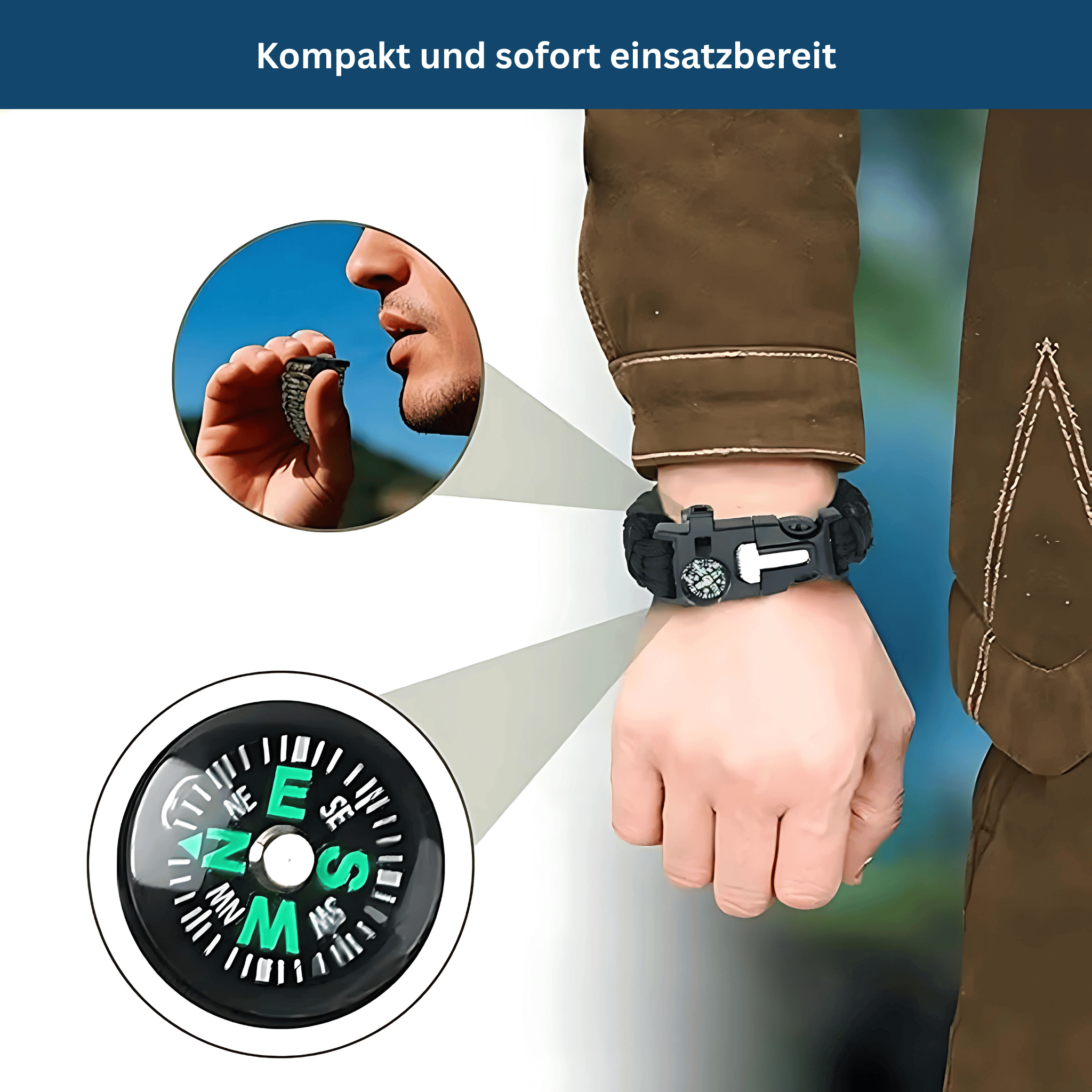 Rescue Paracord Armband – Zuverlässig bei Abenteuern & Notfällen