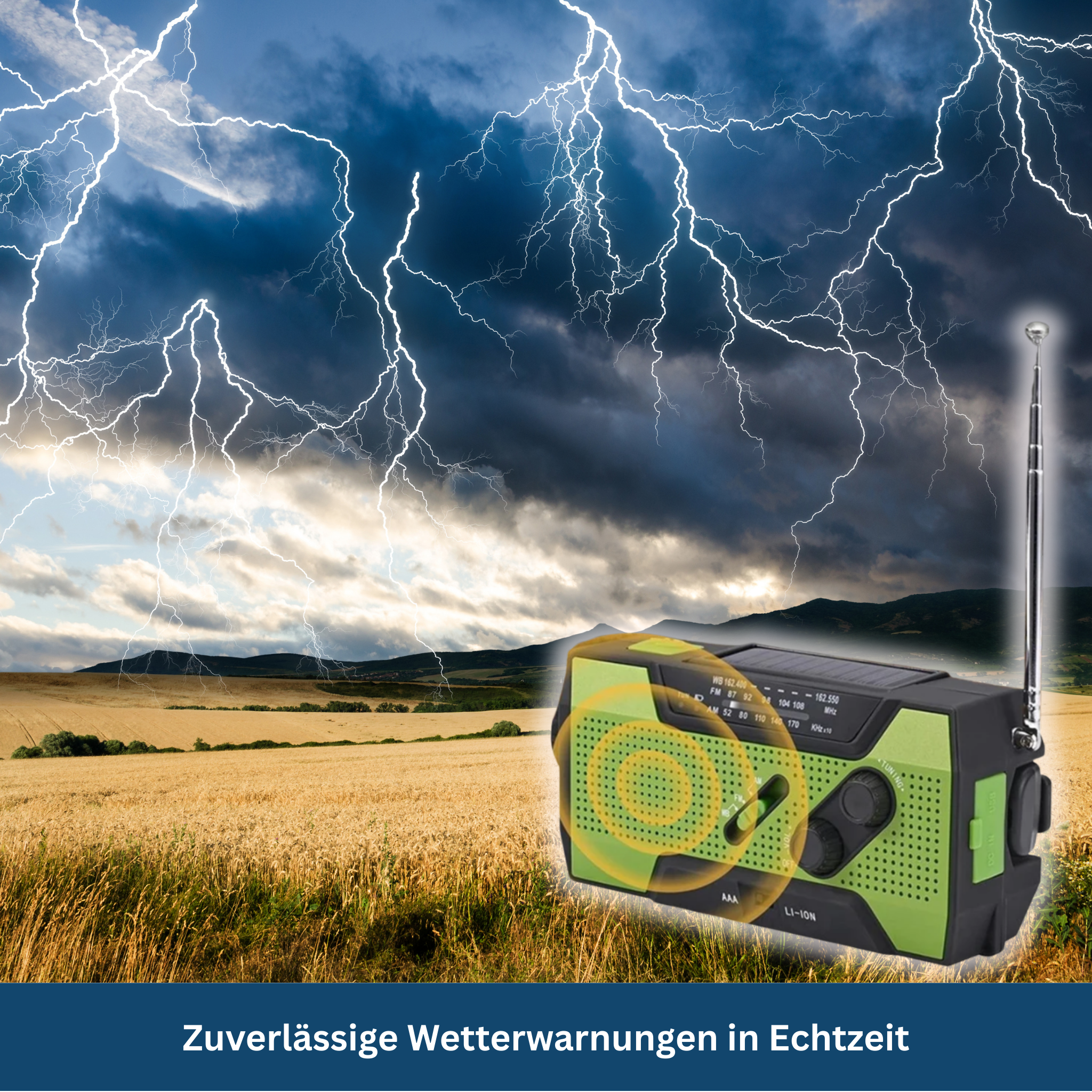 Solar Notfallradio – All-in-One mit 2000mAh Power-Akku