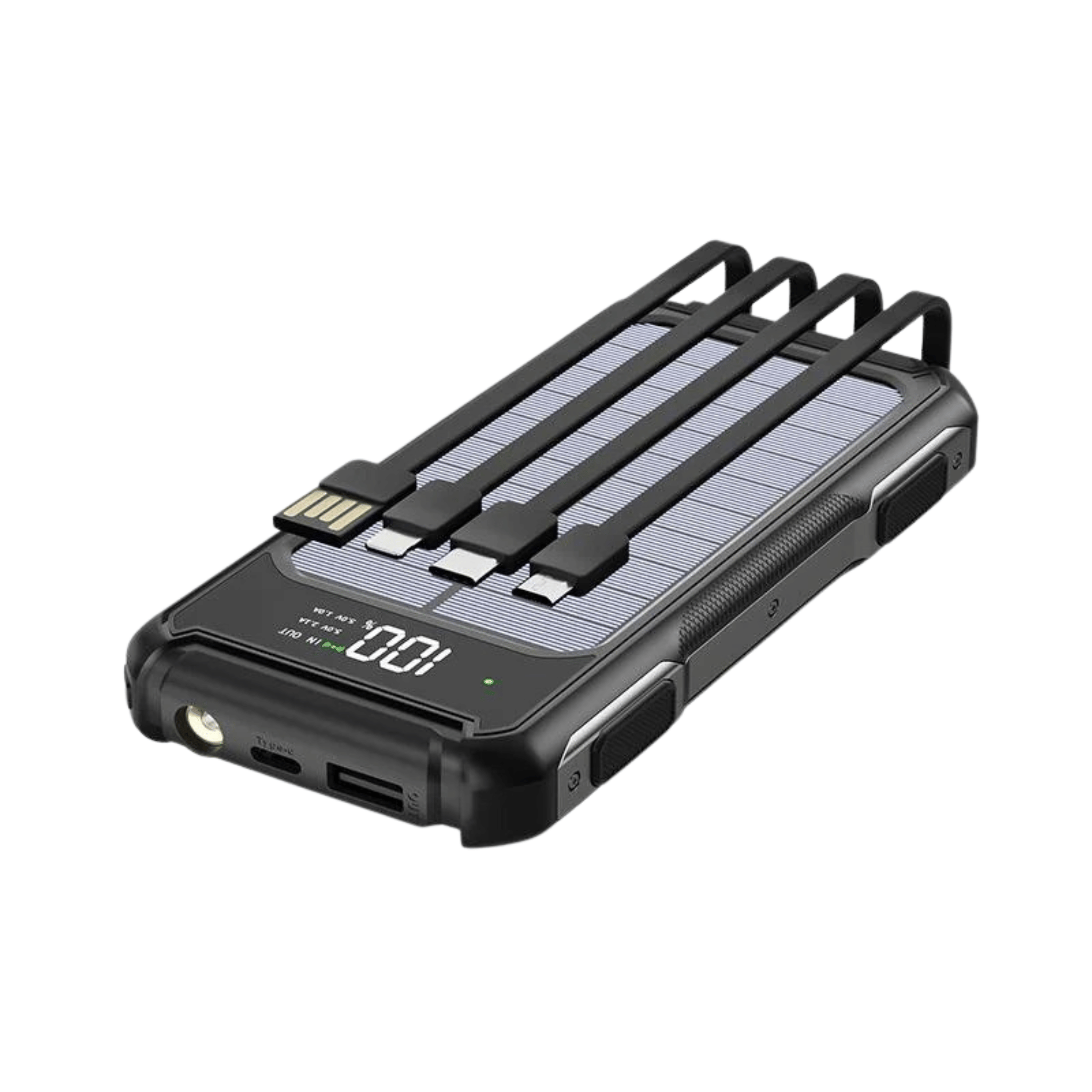 SolarCharge 20K – Kraftvolle Powerbank mit Kabel & LED-Anzeige