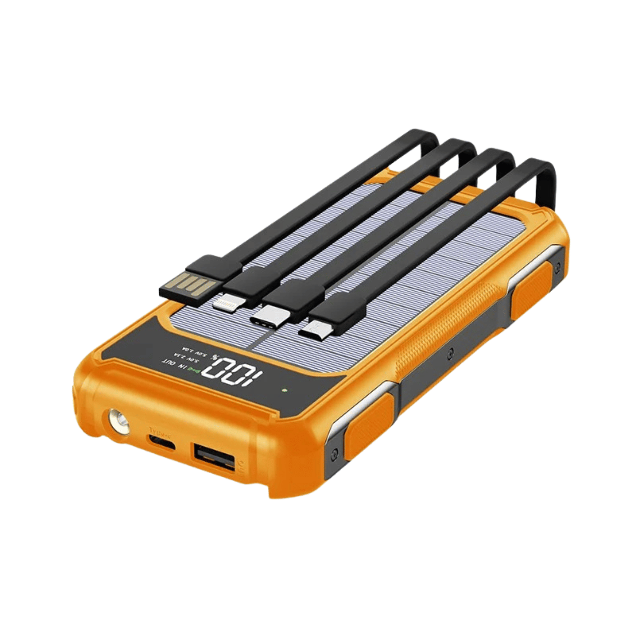 SolarCharge 20K – Kraftvolle Powerbank mit Kabel & LED-Anzeige