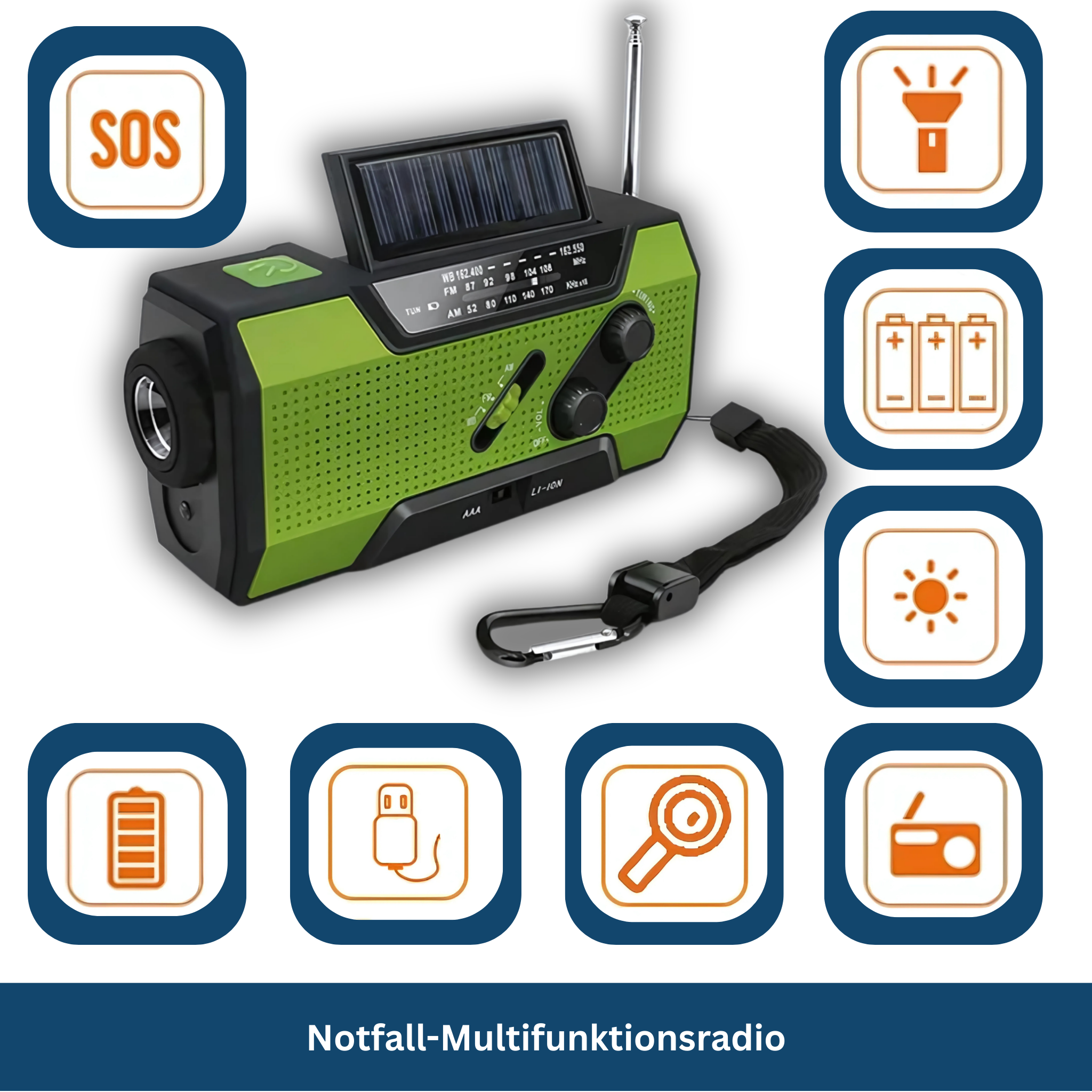 Solar Notfallradio – All-in-One mit 2000mAh Power-Akku