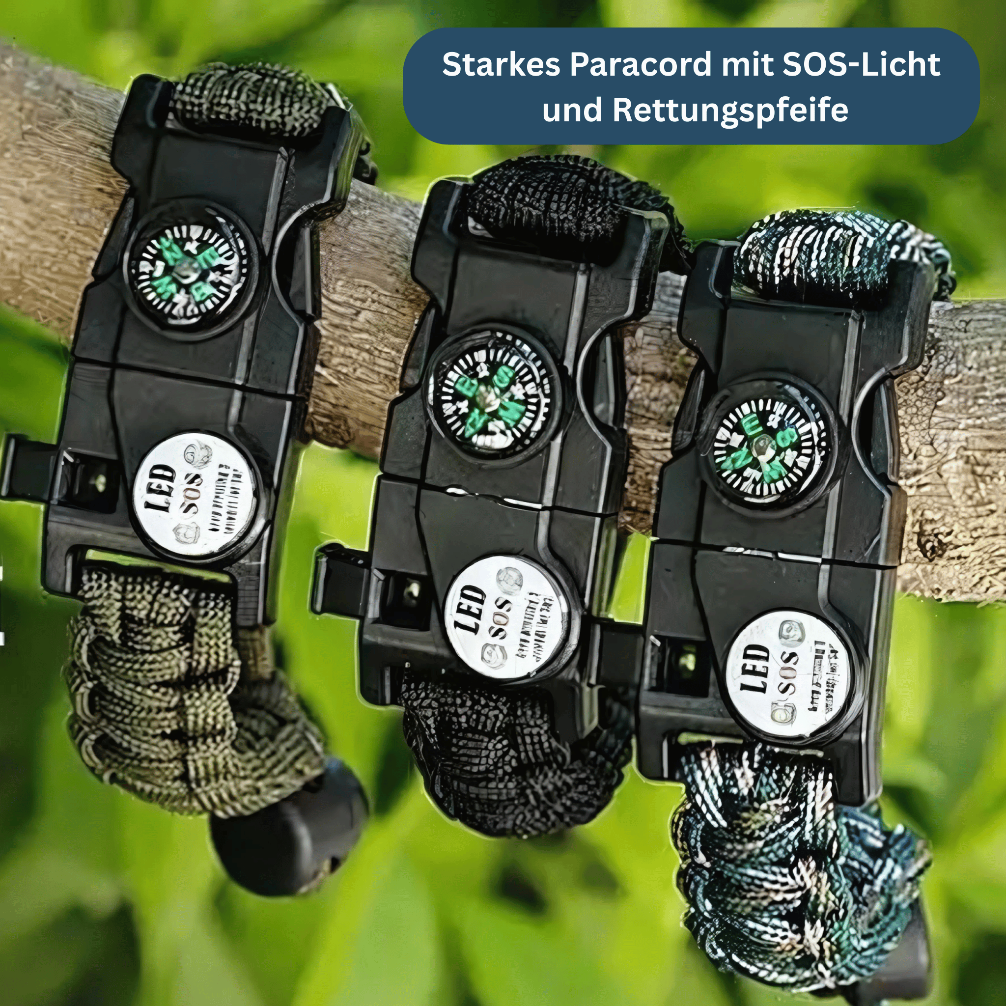 Survival Paracord Armband – Mit LED & Kompass