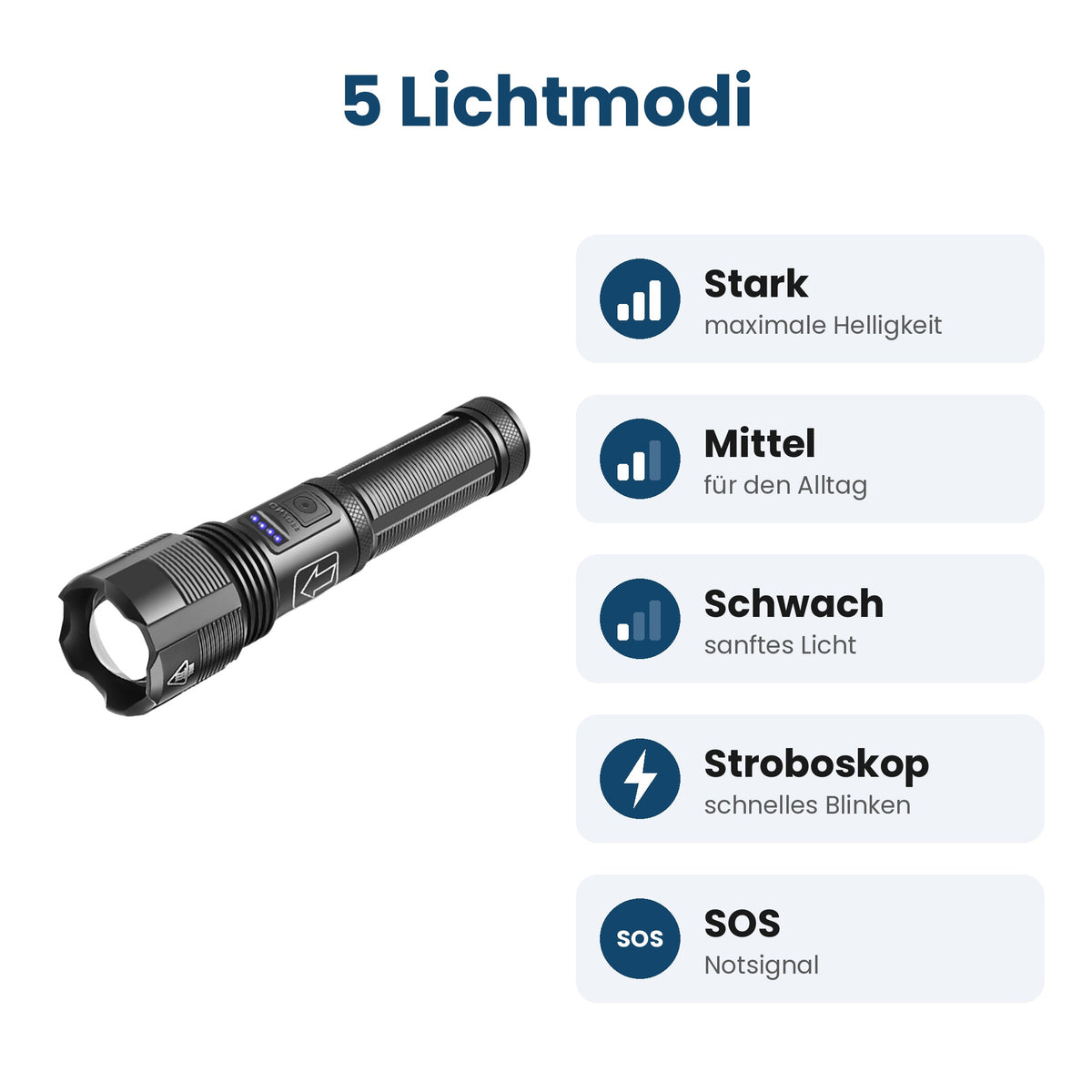 5 Lichtmodi der Taschenlampe