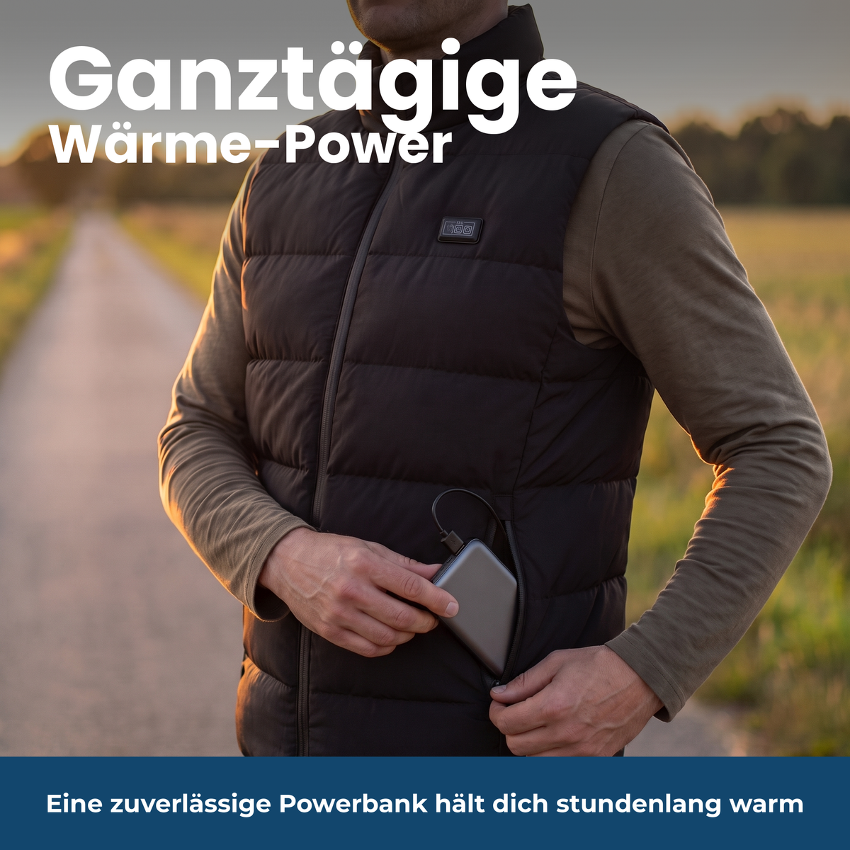 Ganztägige Wärme-Power mit sichtbarer Powerbank