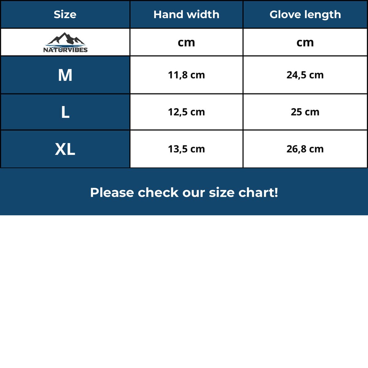 ThermoSmart Gloves – Size chart