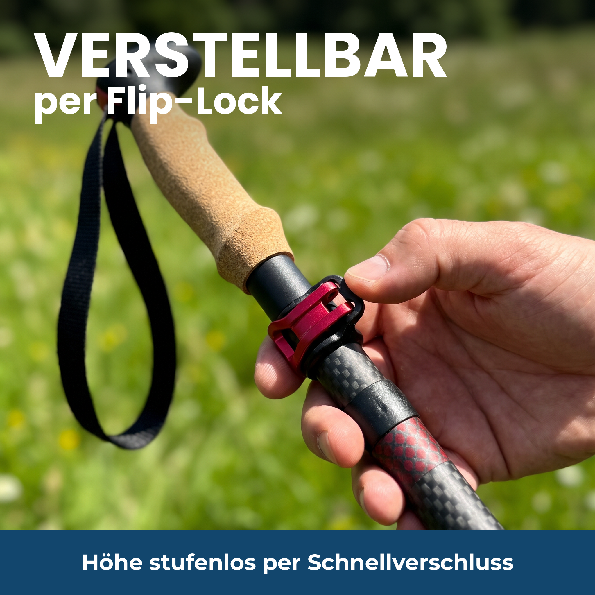 Per Flip-Lock verstellbar