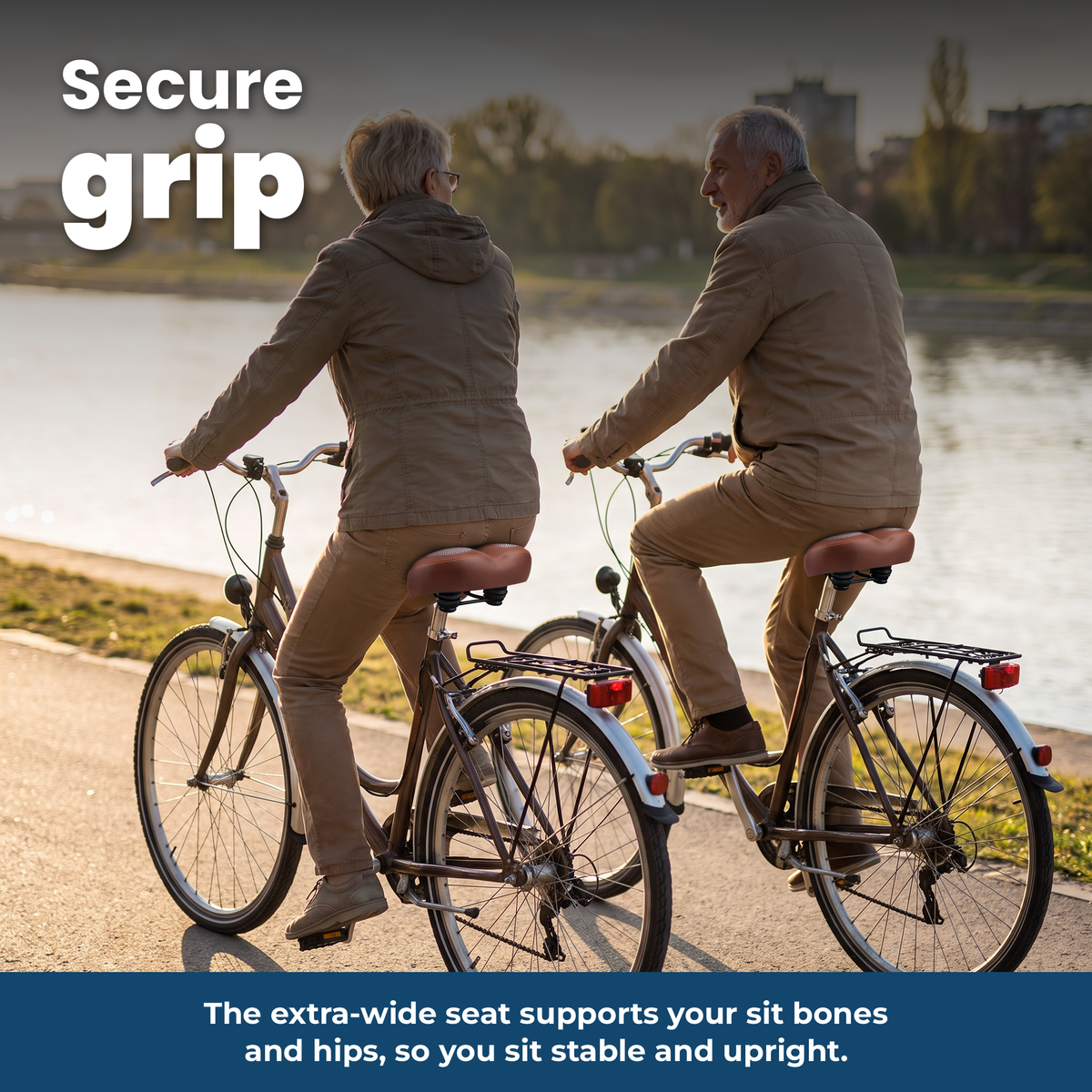 ErgoSoft bike saddle: Extra-wide seat for secure grip